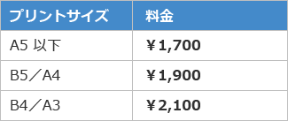カラーTシャツのプリント価格表のイメージ